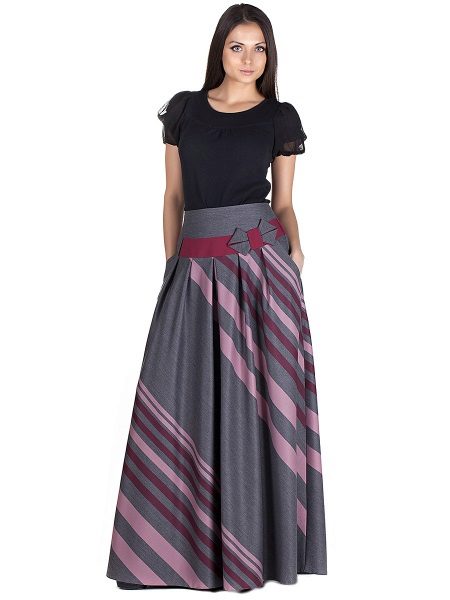 gray diagonal striped skirt