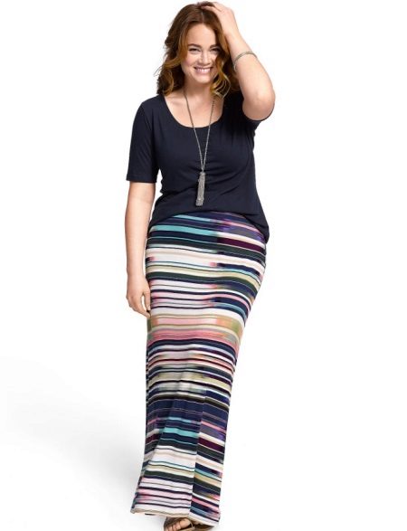 Color Striped Long Skirt